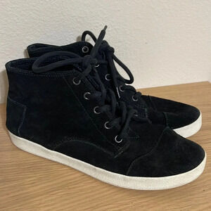 Toms Sneaker Womens Size 8.5 Toms Paseo High Top Suede Shoes Lace up Black